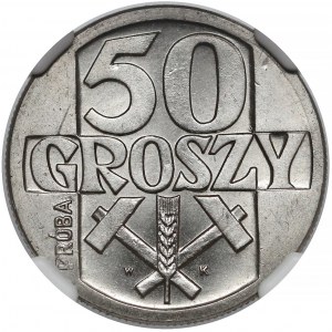 Próba NIKIEL 50 groszy 1958 - kłos i młoty