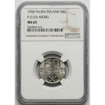 Próba NIKIEL 50 groszy 1958 - kłos i młoty