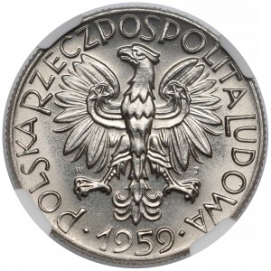 Próba NIKIEL 5 złotych 1959 - młot i kielnia