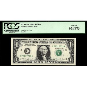 United States of America. 1 Dollar 1988 A Web Note