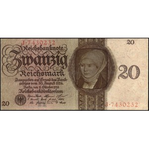 Germany. Weimar Republic 20 Marks 1924 Reichsbanknote