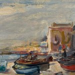 Errico Placido, Boats on dry dock (Portici marina) - Errico Placido (1909 - 1983)