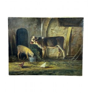 MARIO ALLEGRETTI, Interior of a stable - Mario Allegretti (1945)
