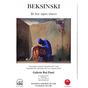 Ulotka promująca wystawę Zdzisława Beksińskiego w Galerie Roi Dore, z pieczątką i podpisem Piotra Dmochowskiego, Paryż, 2017 / Zdzisław Beksiński