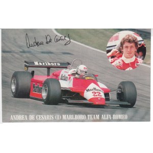 Andrea de Cesaris: kolekcjonerska pocztówka z autografem kierowcy F1
