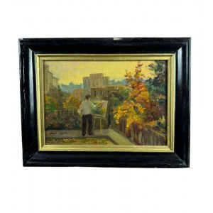 Künstler auf einer Terrasse - Angela Carugati (1881 - 1977)