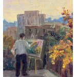 Künstler auf einer Terrasse - Angela Carugati (1881 - 1977)