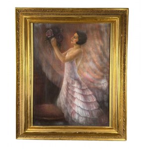 Elegant woman with a bouquet of flowers