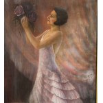 Elegant woman with a bouquet of flowers