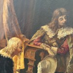 Höfliche Szene, der Tutor mit seinen jungen Schülern