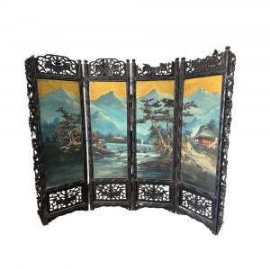 Ebonized and pierced wooden room divider