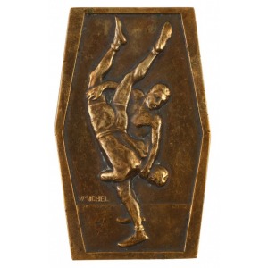 MEDAL, MISTRZOSTWA BELGII W ZAPASACH W STYLU WOLNYM, 1936, Brąz, 75 x 46 mm
