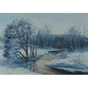 MALARZ POLSKI, PEJZAŻ ZIMOWY, 1975