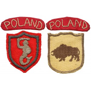 Naszywki: 2 KP, 5 Kresowa Dywizja Piechoty i 2x Poland (rzadsze wersje)