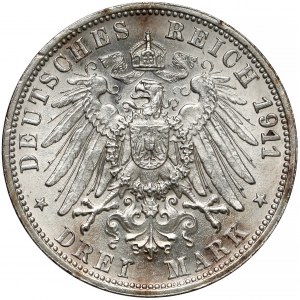 Niemcy, Wirtembergia, 3 marki 1911 F - zaślubinowe
