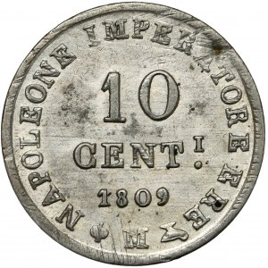 Włochy, Neapol, Napoleon Bonaparte, 10 centesimi 1809-M