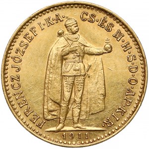 Hungary, Franc Joseph I, 10 korona 1911 KB, Kremnitz