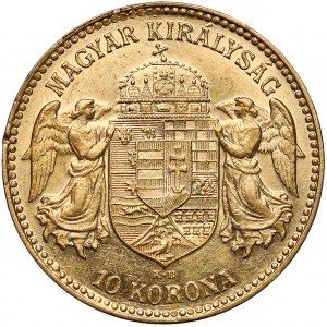 Hungary, Franc Joseph I, 10 korona 1910, Kremnitz