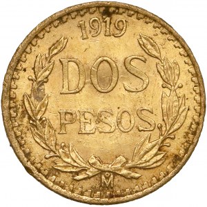 Meksyk, 2 pesos 1919 Mo, Mexico City