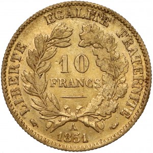 France, Republic, 10 francs 1851