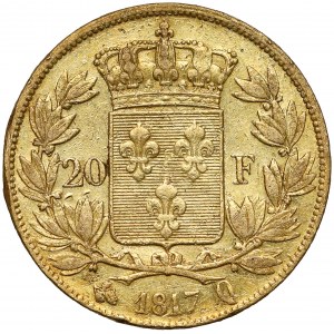 France, Louis XVIII, 20 francs 1817, Perpignan