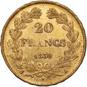 France, Louis-Philippe I, 20 francs 1839-A