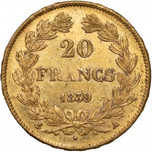 Francja, Ludwik Filip I, 20 franków 1839-A