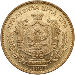 Montenegro, Nikola I, 20 perpera 1910 - Golden Jubilee