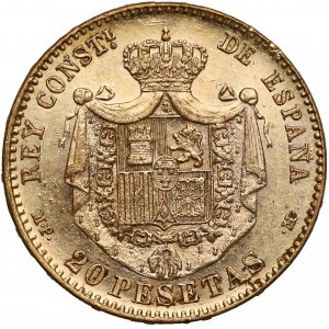 Spain, Alfonso XIII, 20 pesetas 1890