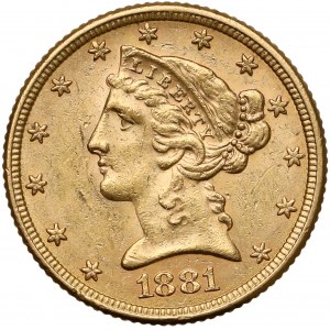 USA, 5 dolarów 1881 - Coronet Head