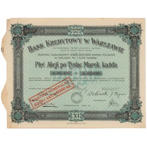 Bank Kredytowy w Warszawie, Em.11, 5x 1.000 mkp 1923