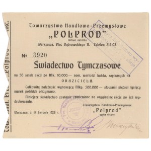 Polprod, Świadectwo tymczasowe 50x 10.000 mkp 1923