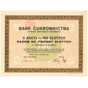 Bank Cukrownictwa w Poznaniu, Em.1, 5x 100 zł 1926