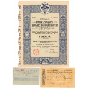 Bank Związku Sp. Zarobkowych w Poznaniu, 100 zł 1935 + czeki