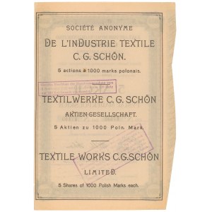 Zakłady Przemysłu Włókienniczego C. G. Schön, 5x 1.000 mkp 1920