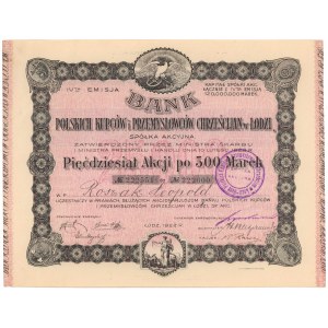 Bank Polskich Kupców i Przemysłowców Chrześcijan w Łodzi, Em.4, 50x 500 mkp 1922