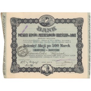 Bank Polskich Kupców i Przemysłowców Chrześcijan w Łodzi, Em.1, 10x 500 mkp 1920