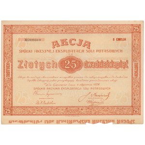 Spółka Akc. Eksploatacji Soli Potasowych, Em.2, 25 zł 1928