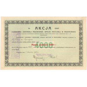 Cukrownia i Rafinerja Przeworsk, 4.000 mkp 1921 / 500 zł 1924