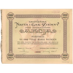 Krośnieńska Nafta i Gaz Ziemny, 1.000 mkp 1922