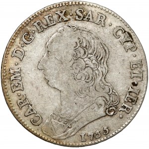 Italy, Duchy of Savoy, Carlo Emanuele III, 1/2 scudo 1755