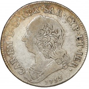 Włochy, Księstwo Sabaudii-Piemontu, Karol Emanuel III, 1/2 scudo 1755
