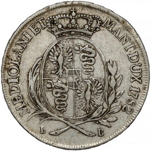 Włochy, Księstwo Mediolanu, Józef II, 1/2 scudo 1782 LB
