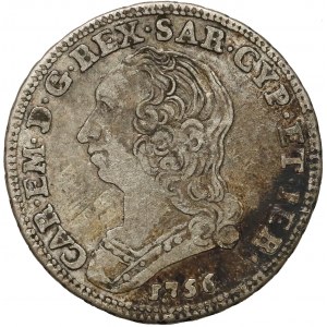 Włochy, Księstwo Sabaudii-Piemontu, Karol Emanuel III, 1/4 scudo 1756