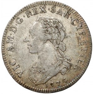 Włochy, Księstwo Sabaudii-Piemontu, Wiktor III, 1/4 scudo 1774
