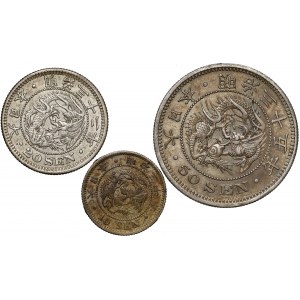 Japonia, Meiji, 10, 20 i 50 sen 1897-1903 (3szt)