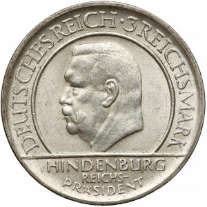 Niemcy, Weimar, 3 mark 1929 D - Hindenburg / Verfassung
