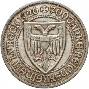Niemcy, Weimar, 3 marki 1926 - 700-lecie Lübecki