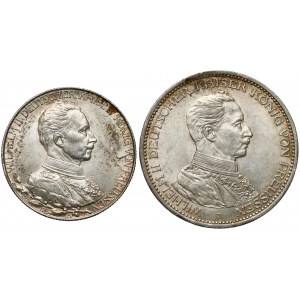Niemcy, Prusy, 2 marki 1913 i 3 marki 1914 (2szt)