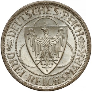 Germany, Weimar, 3 mark 1930 D - Rhein